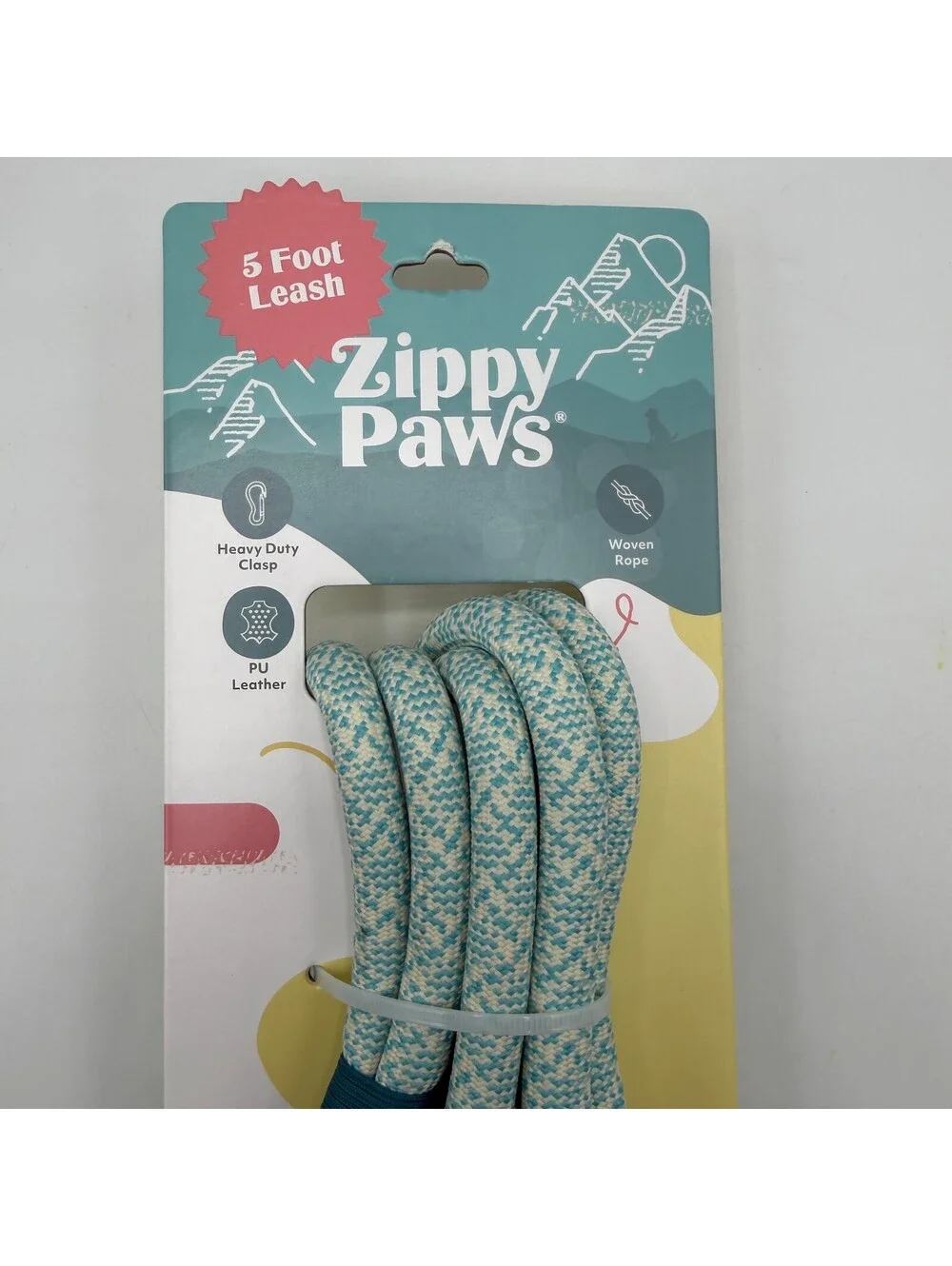 ZippyPaws Double Rope Leash 5 Foot Teal Dog Leash Woven ZPC-C0118 Zippy Paws
